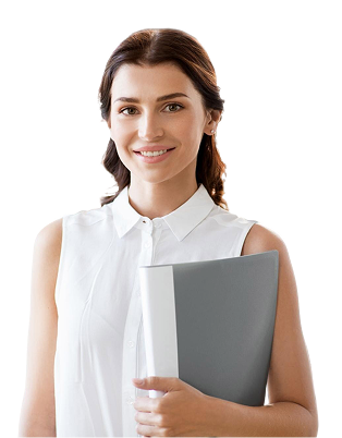 Businesswoman realtor with folder office