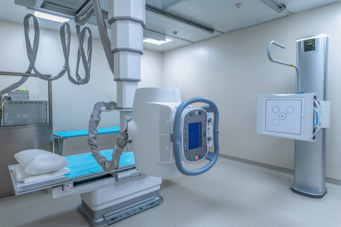 Closeup of a modern X ray machine at a modern hospital
